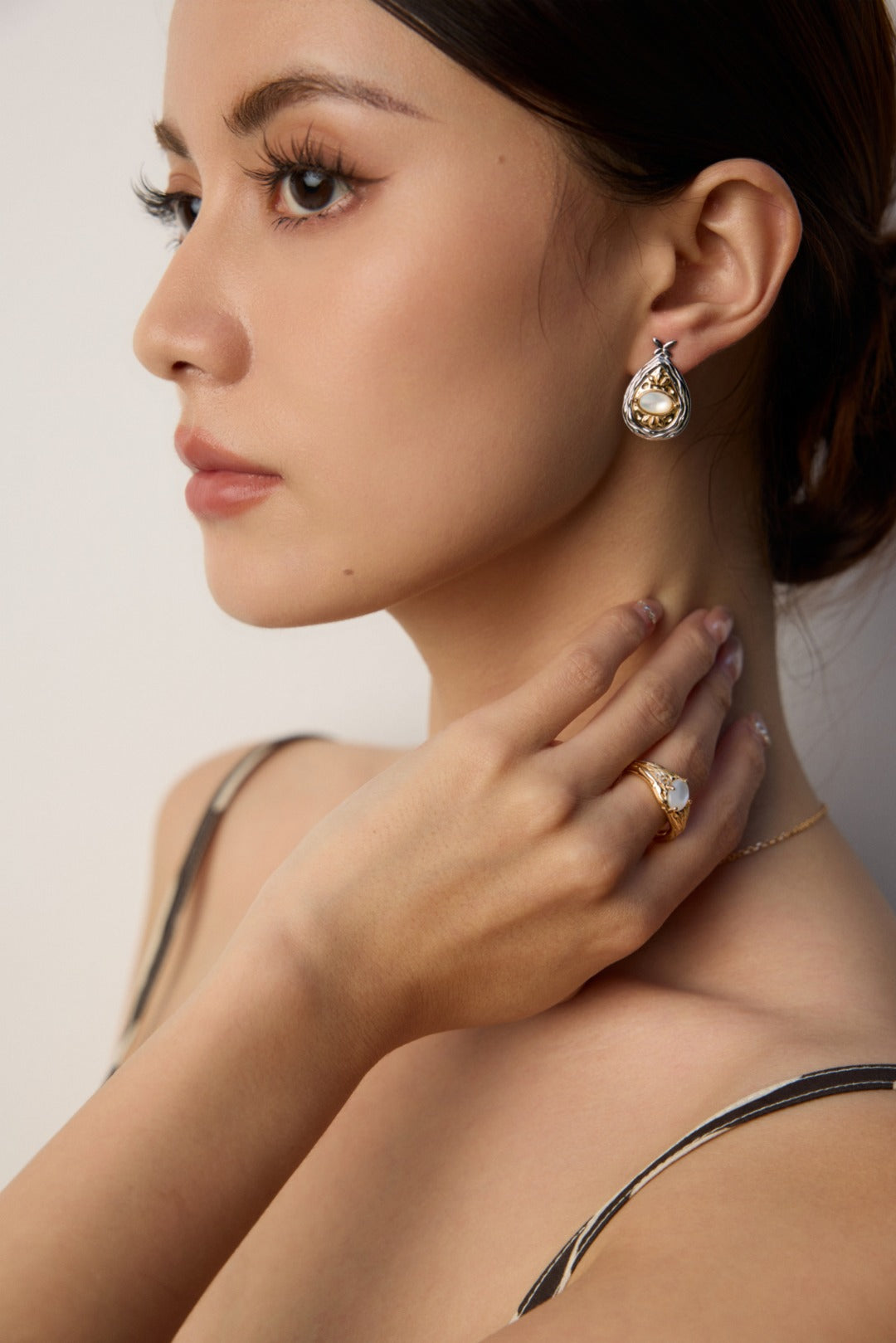 Lapis Shell Dual-Tone Earrings