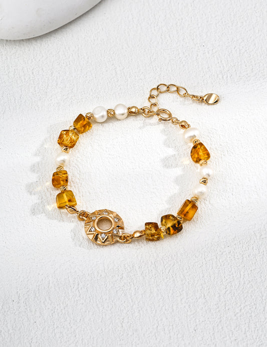 Aurea Amber & Pearl Bracelet