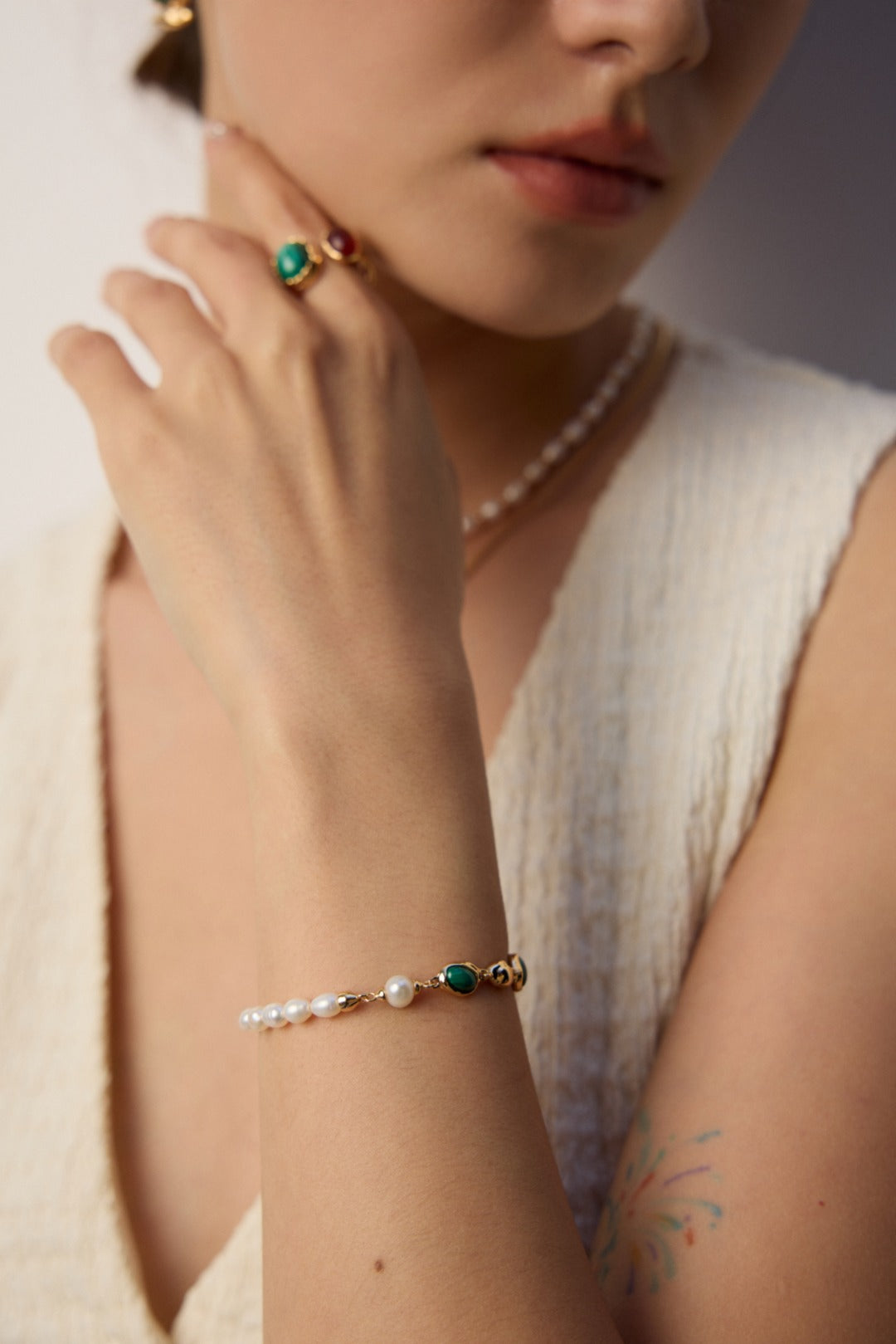 Jardin Serein Dual Stone Ring — Gold Edition