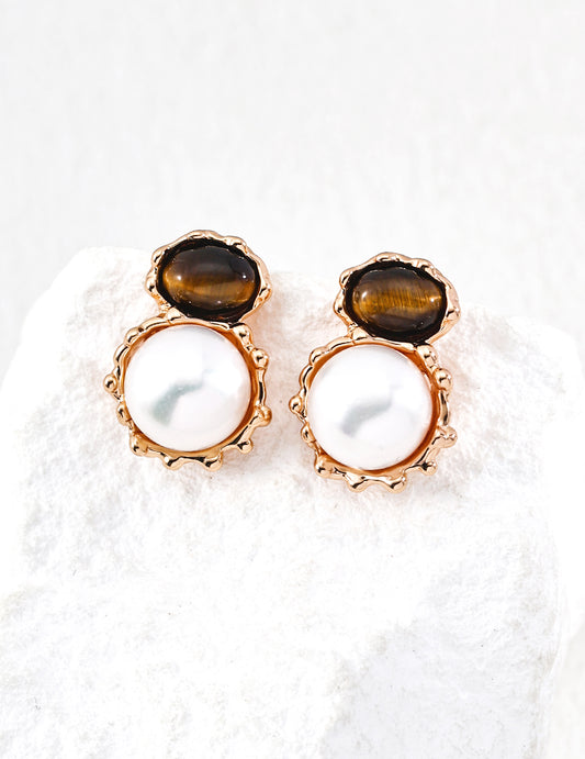 Grounded Pearl Stone Earrings