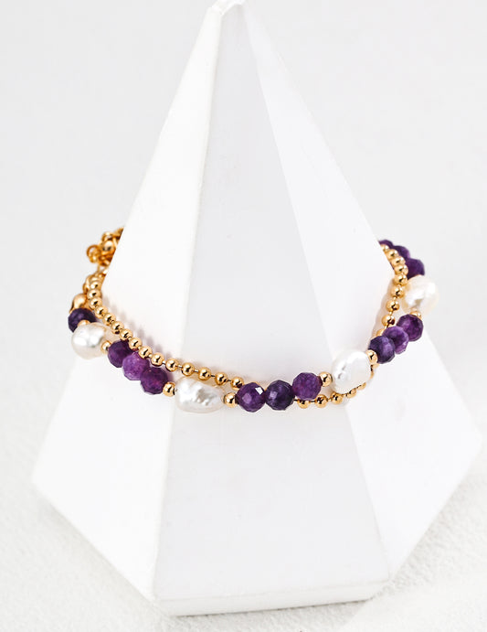 Amethyst Pearl Bracelet