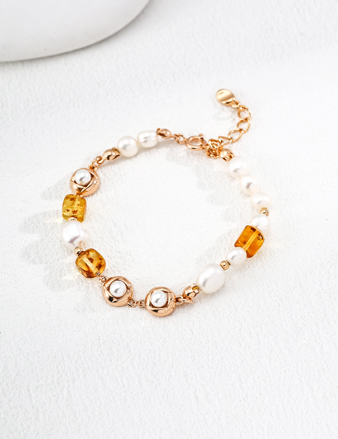 Amber Pearl Strand Bracelet