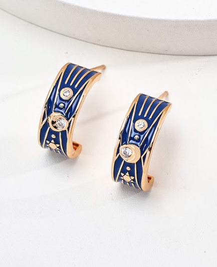 Astra Enamel Hoop Earrings