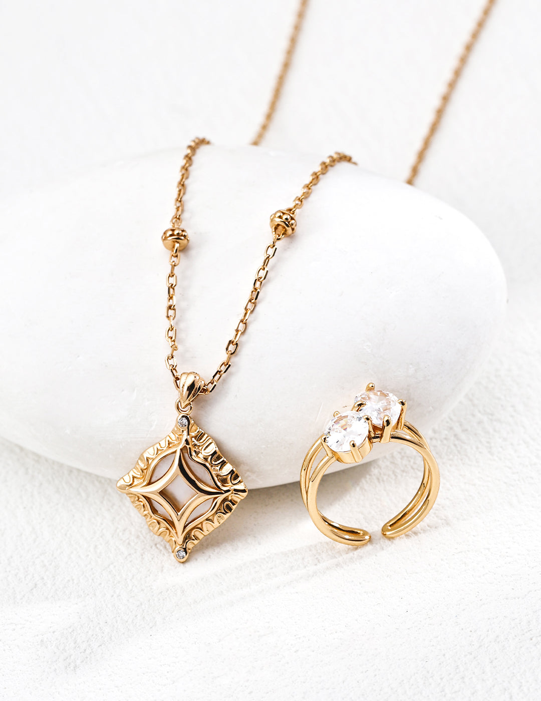 Lunar Gleam Adjustable Ring