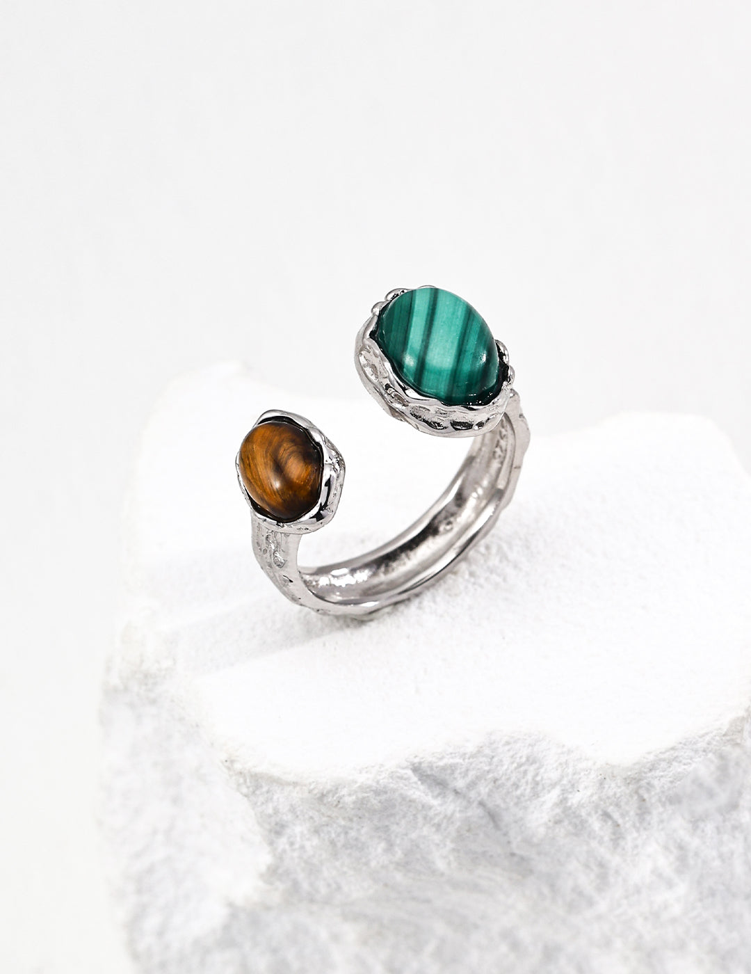 Jardin Serein Dual Stone Ring — Silver Edition