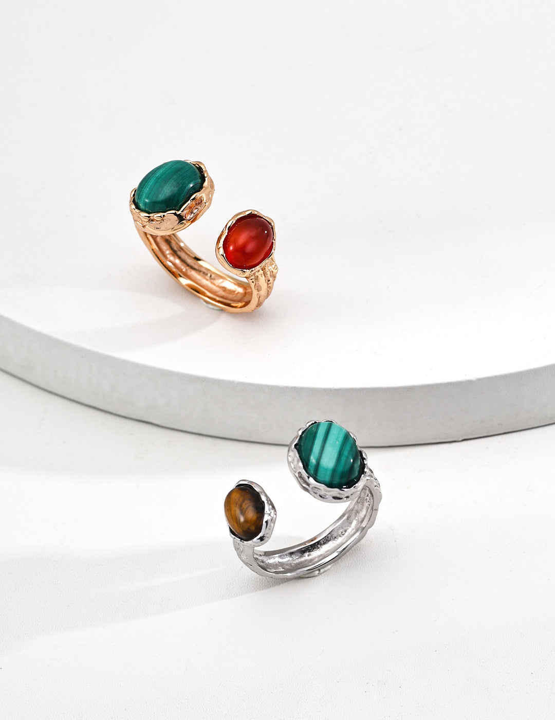Jardin Serein Dual Stone Ring — Silver Edition