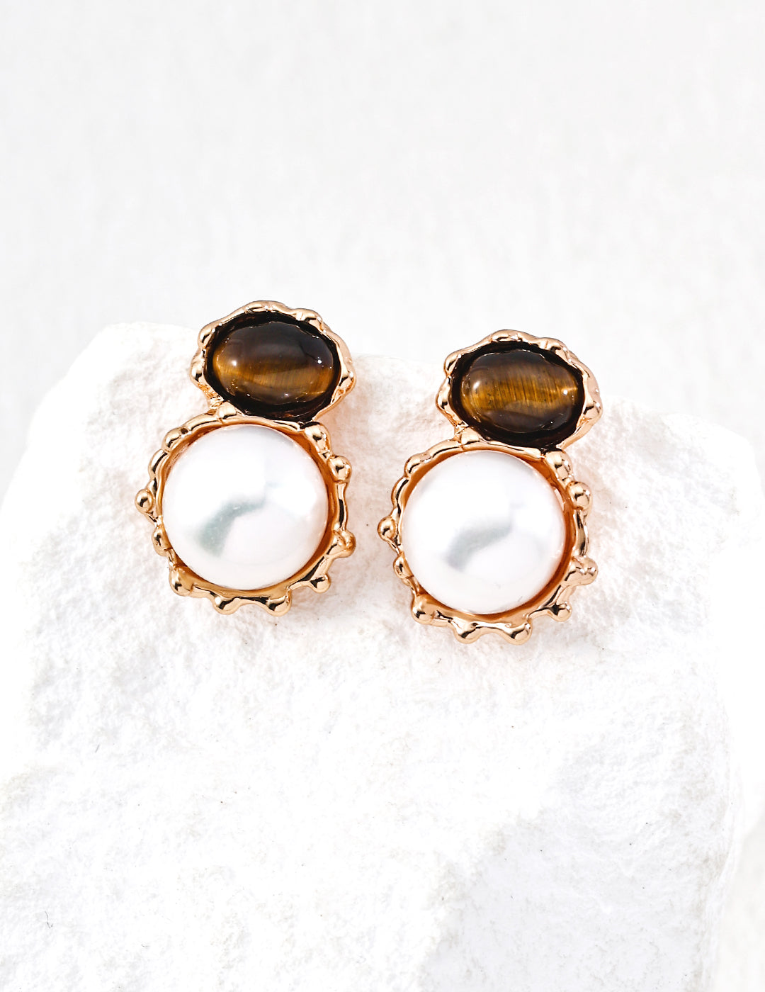 Grounded Pearl Stone Earrings