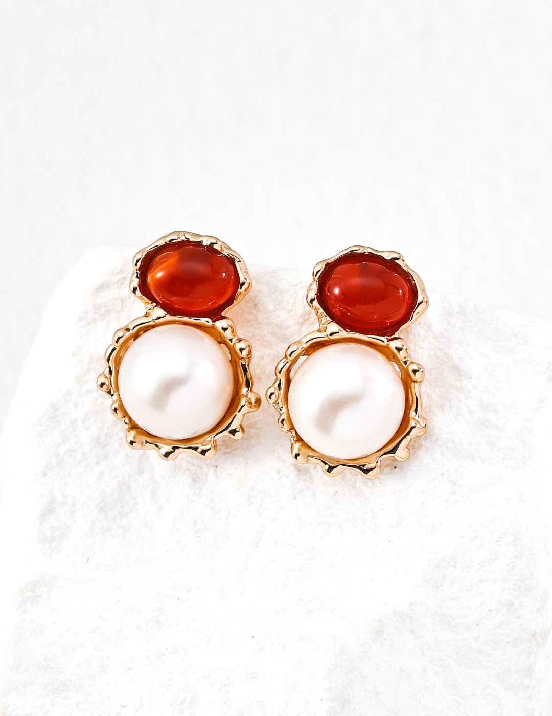 Grounded Pearl Stone Earrings