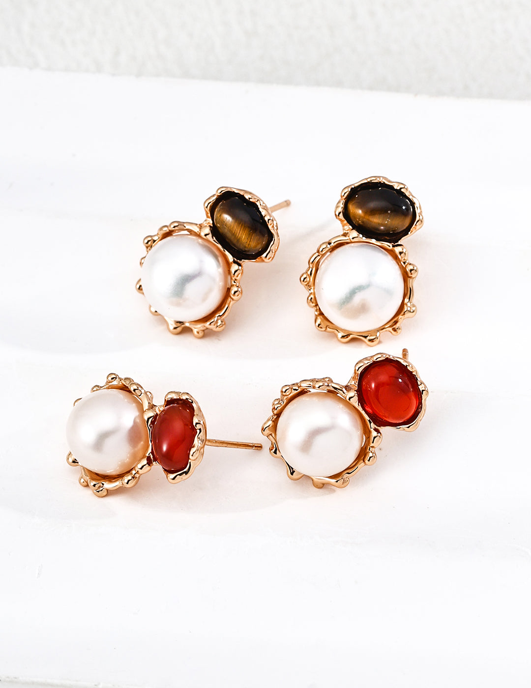Grounded Pearl Stone Earrings