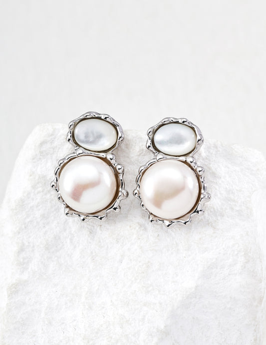 Grounded Pearl Stone Earrings