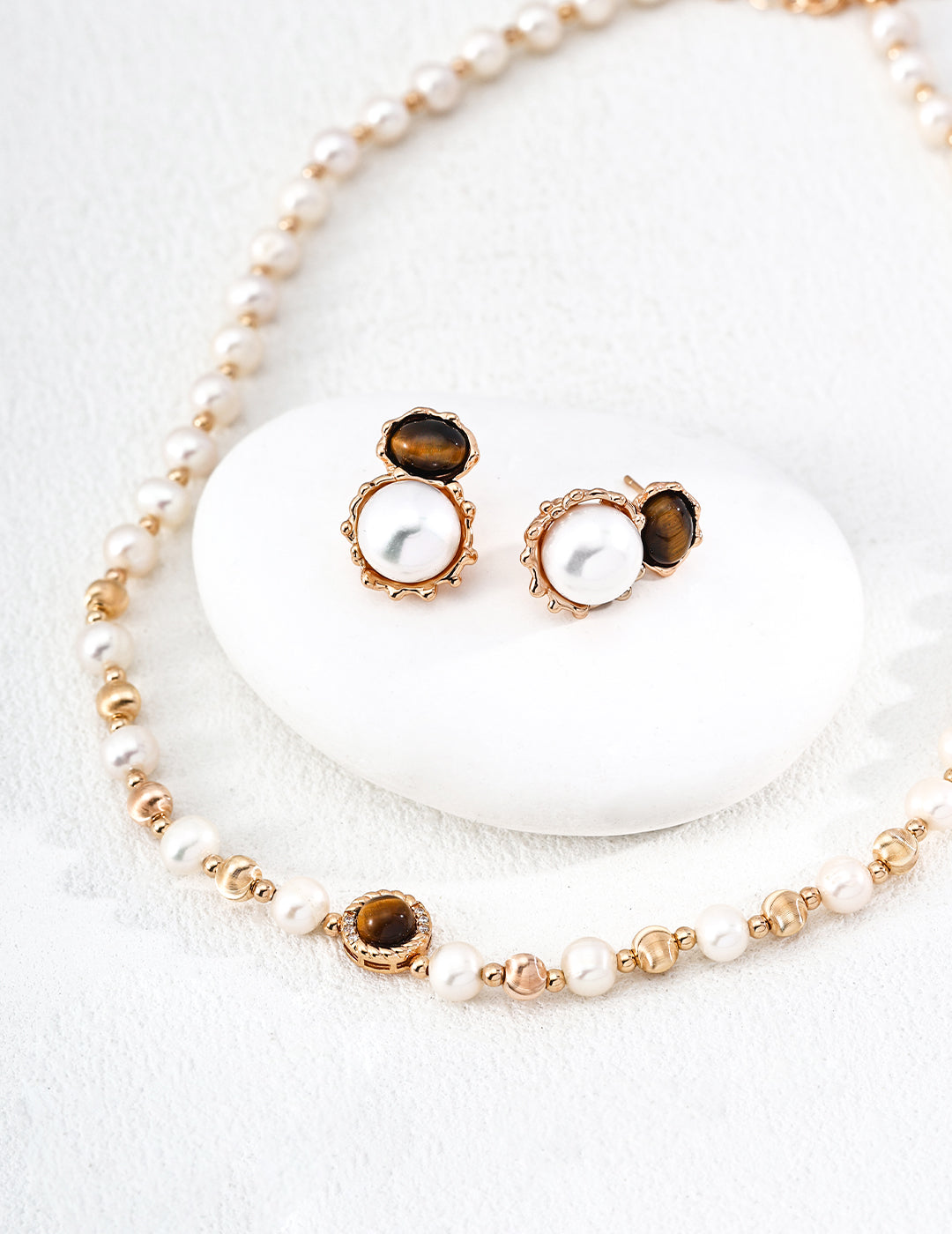 Grounded Pearl Stone Earrings