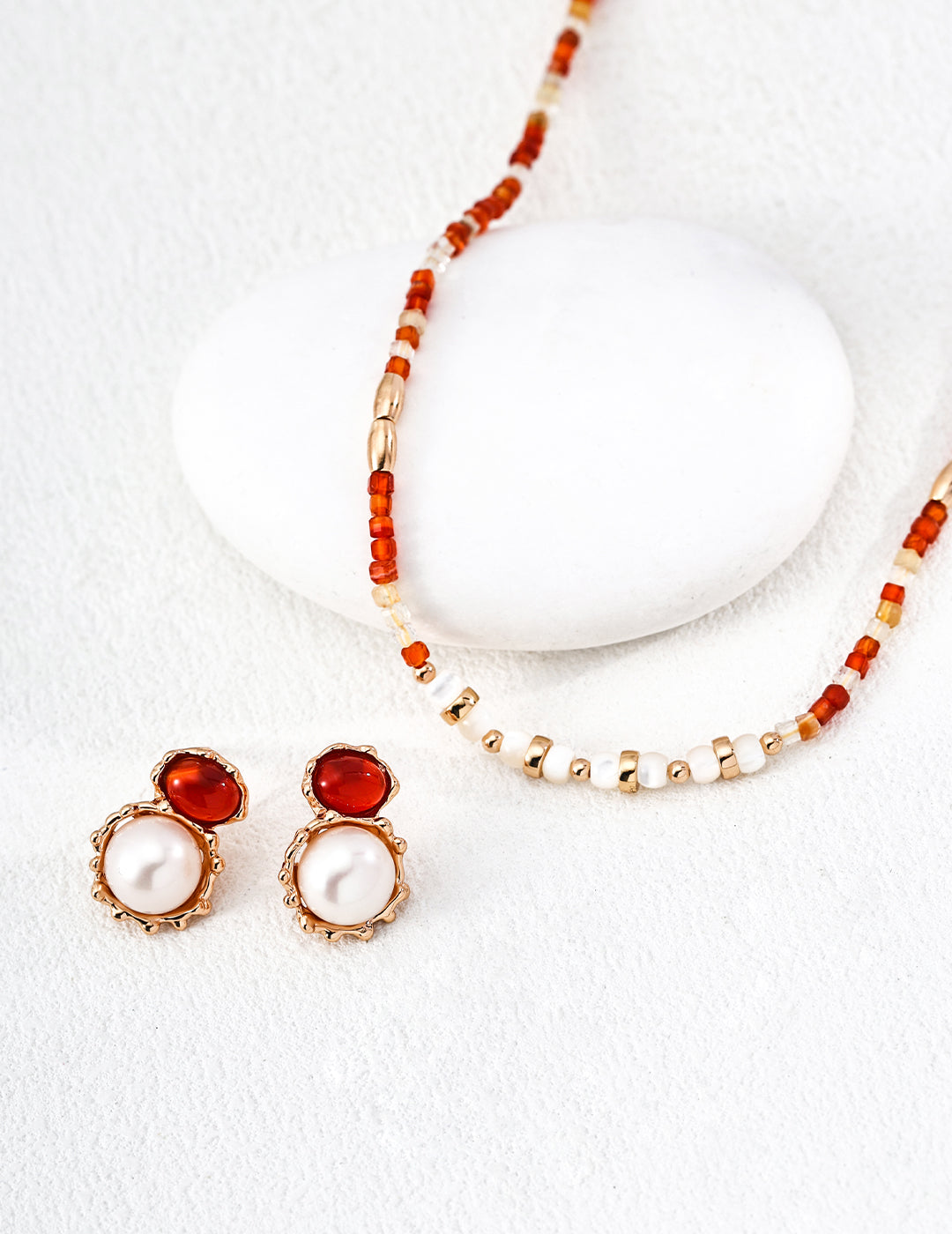 Grounded Pearl Stone Earrings