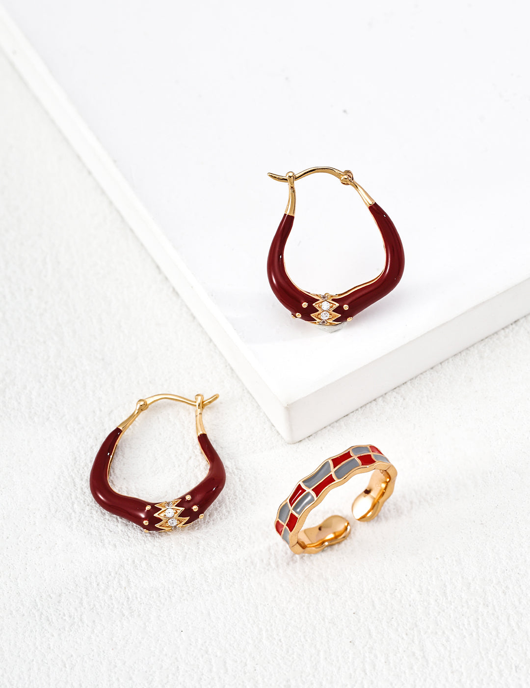 Soft Enamel Arc Earrings