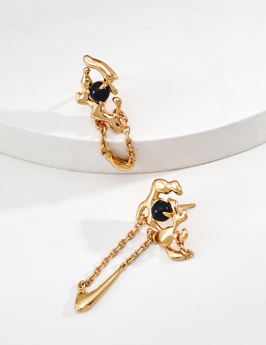 Black Agate Line Earrings