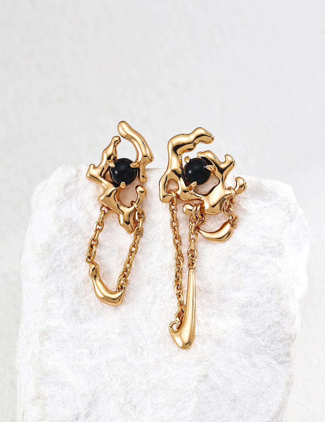 Black Agate Line Earrings