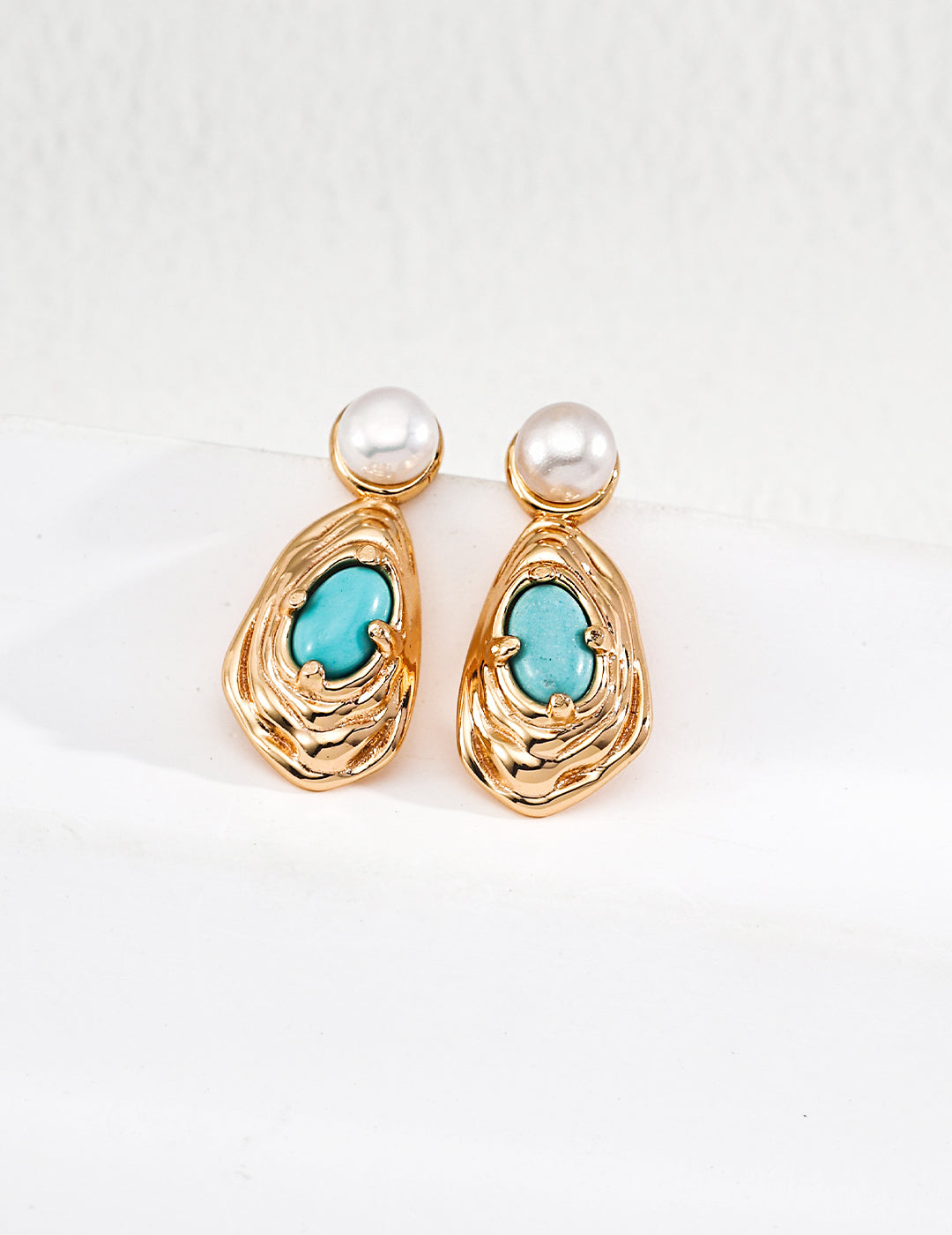 Turquoise Pearl Stud Earrings