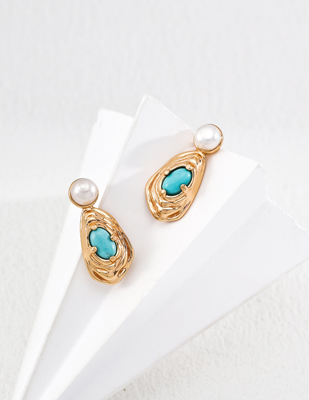 Turquoise Pearl Stud Earrings