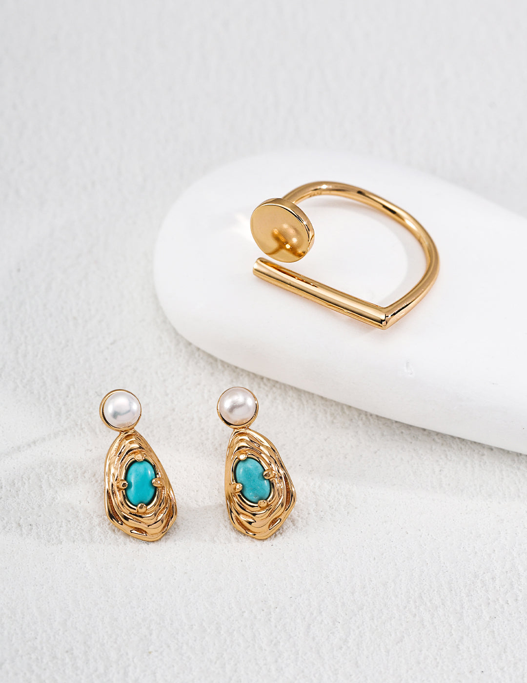Turquoise Pearl Stud Earrings