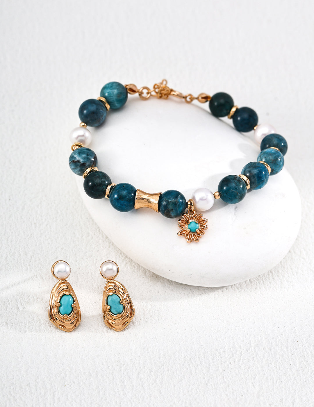 Turquoise Pearl Stud Earrings