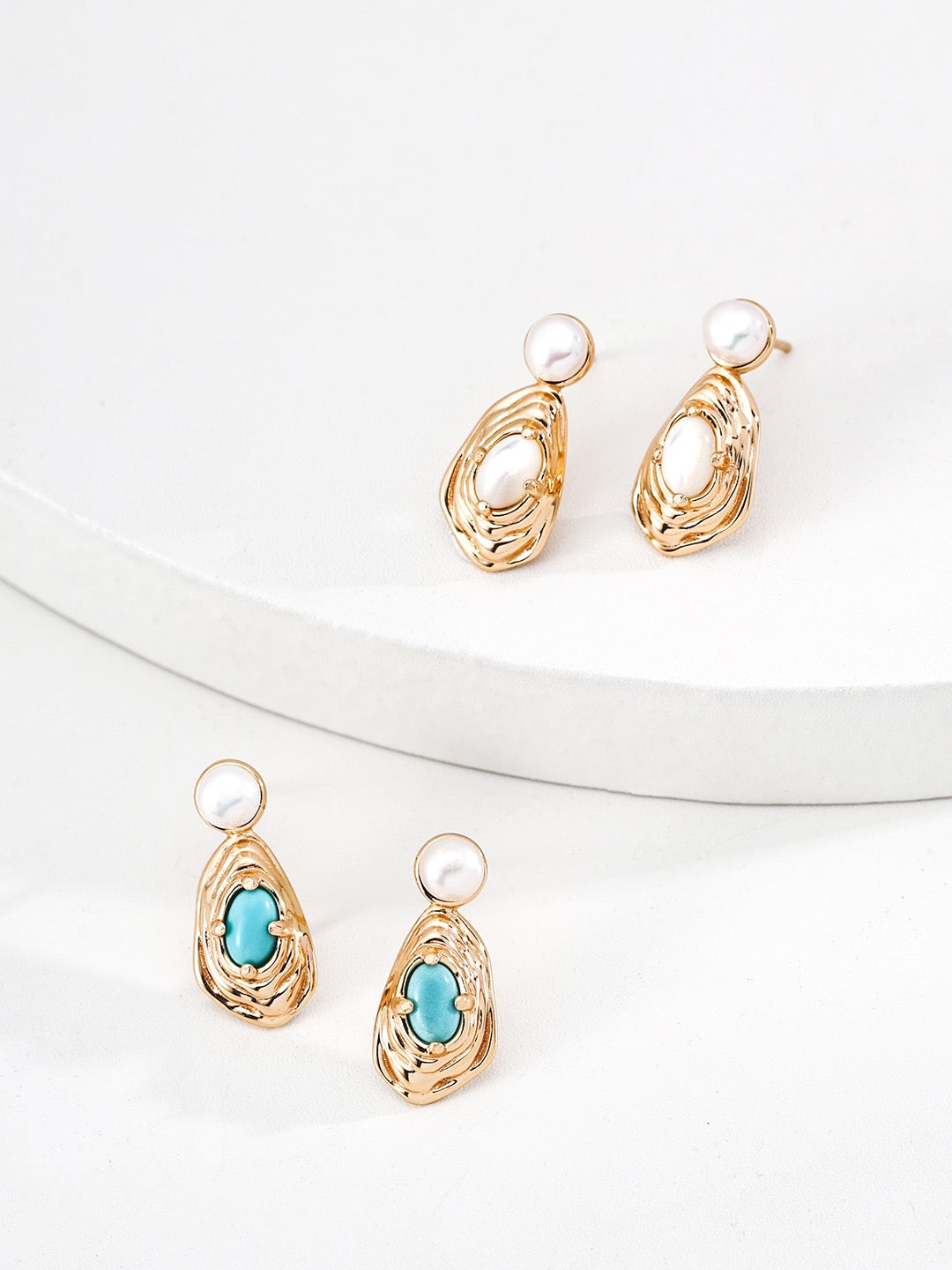 Turquoise Pearl Stud Earrings