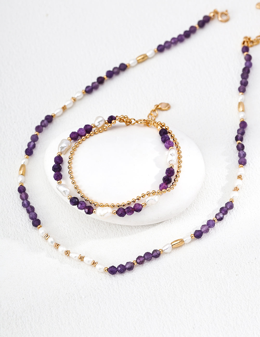 Amethyst Pearl Bracelet