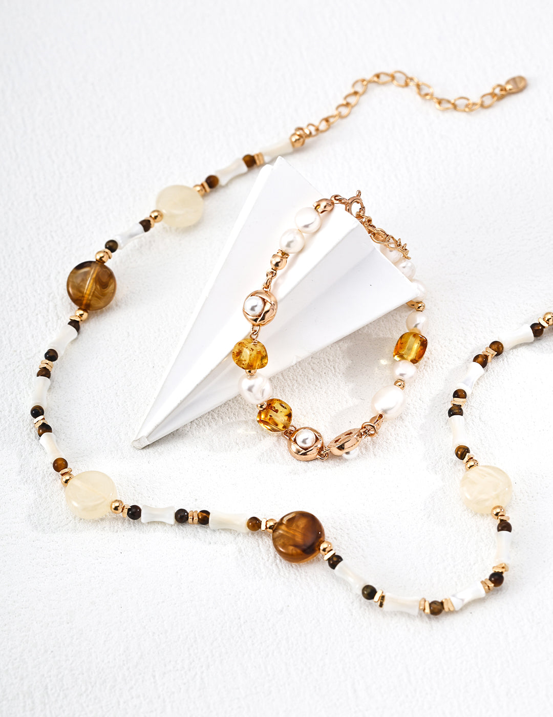 Amber Pearl Strand Bracelet